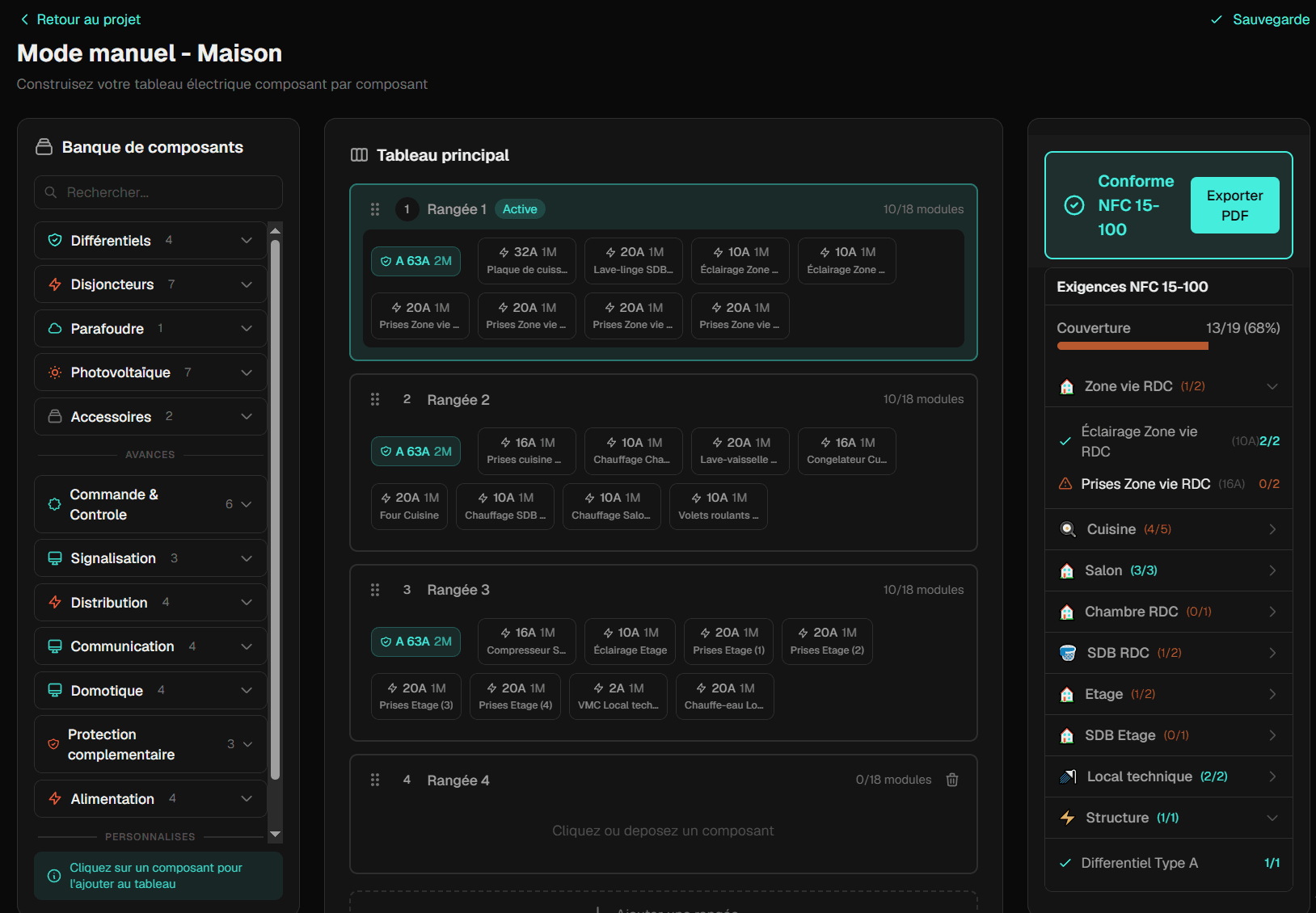 Mode manuel avec drag & drop pour personnaliser votre tableau